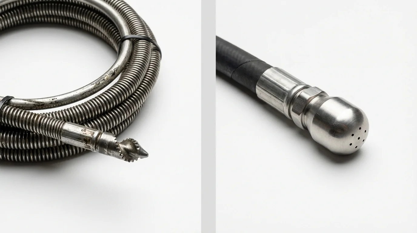 Drain snake cable and hydro jetting nozzle used for drain cleaning in Schuyler, NE