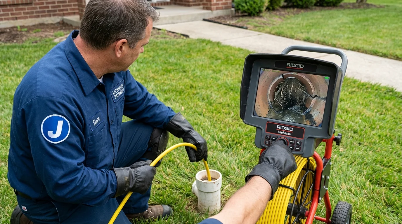 Sewer camera inspection being performed by Johns Plumbing LLC in Schuyler