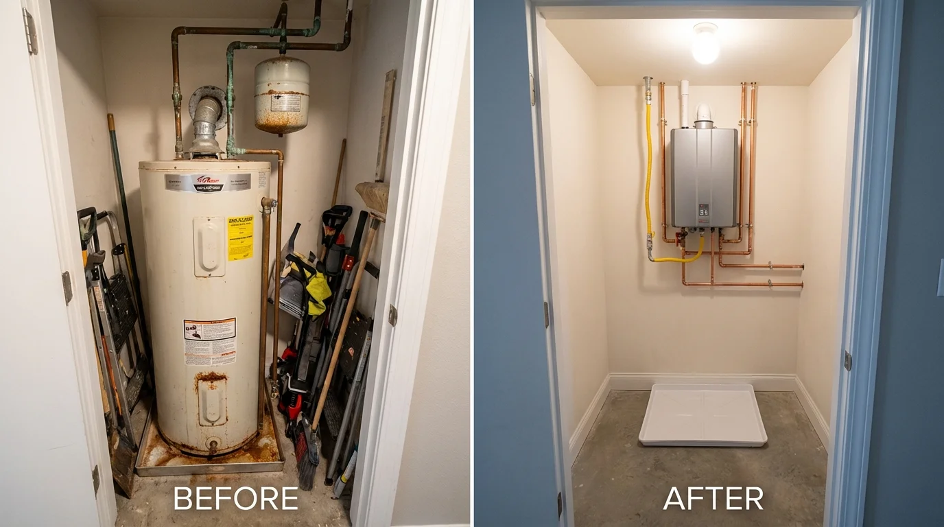 Tank water heater versus wall-mounted tankless unit comparison for Schuyler, NE homeowners
